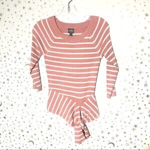 Soho Jeans Womens Top Size XS Pink Ribbed 3/4 Sleeve Knitted Ribbed Casual